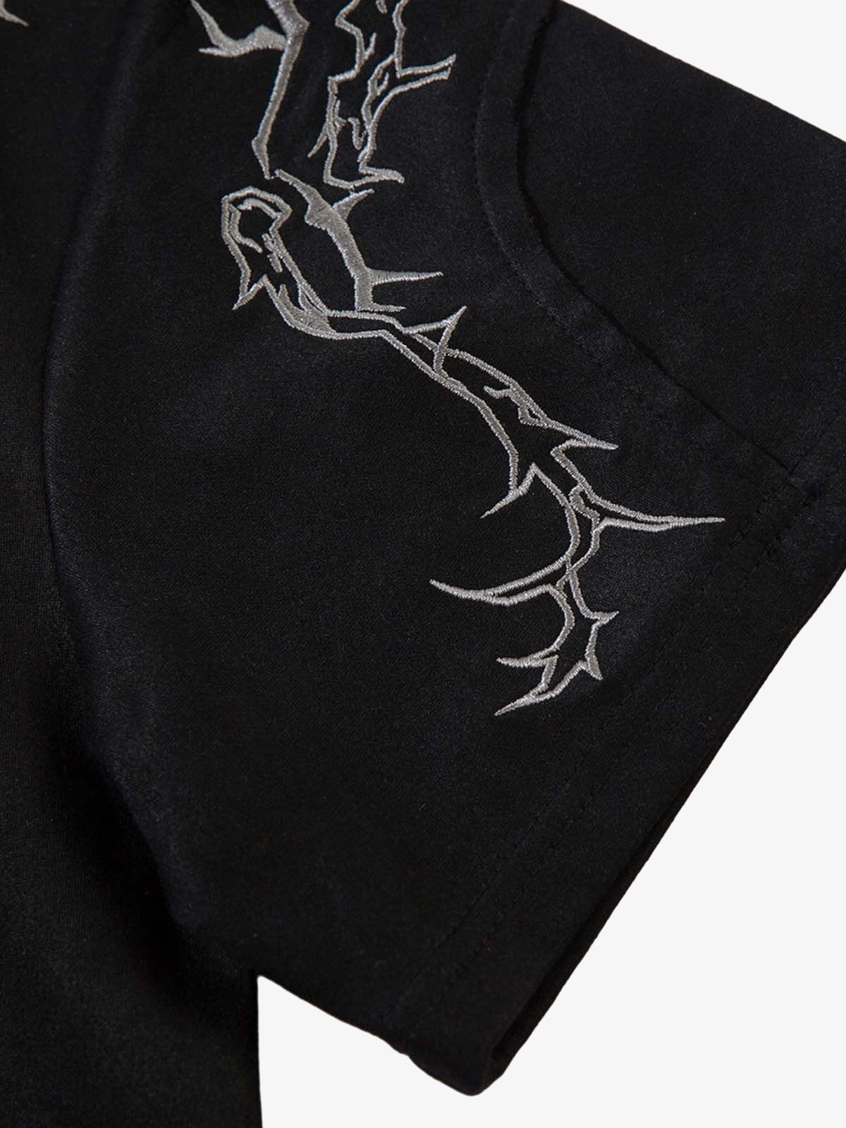 Thorn Embroidery Suede T-Shirt