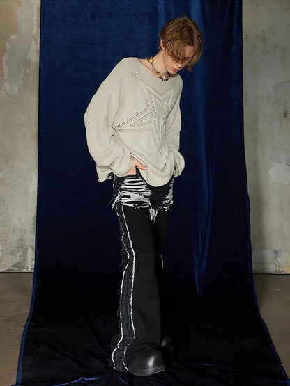 Thesupermade Star Cutout Boatneck Sweater