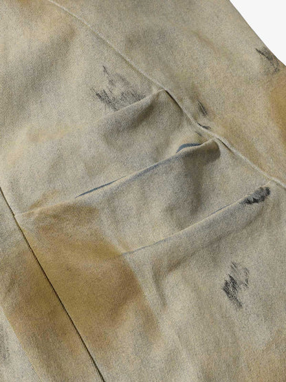 Washed Graffiti Spray Paint Barrel Jeans