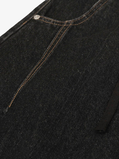 Patchwork Plaid Pleated Baggy Barrel Jeans - 2334