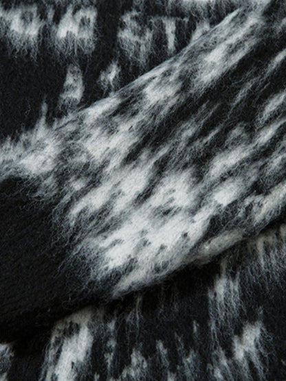 Thesupermade Star Mohair Fuzzy Hooded Zip Up Sweater