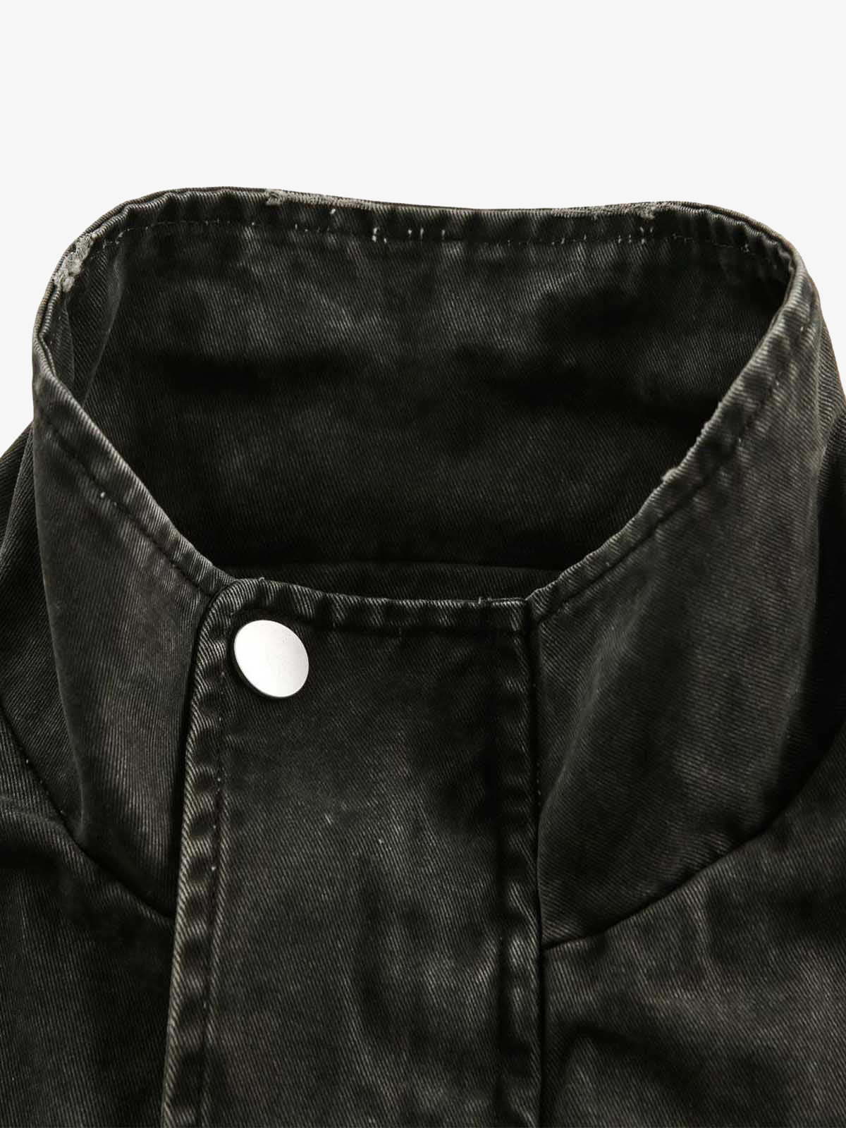 Retro Washed Distressed Multi-Pocket Work Jacket