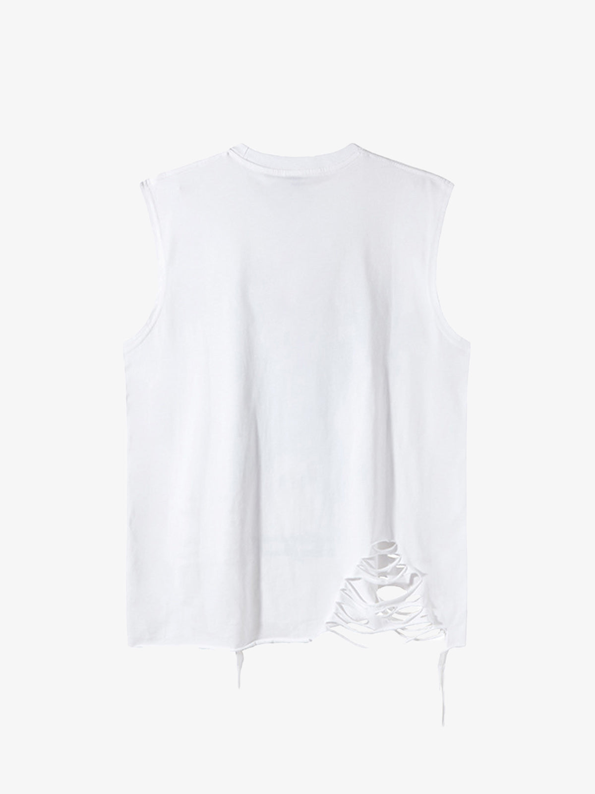 Asymmetric Distressed Graffiti Chain Vest