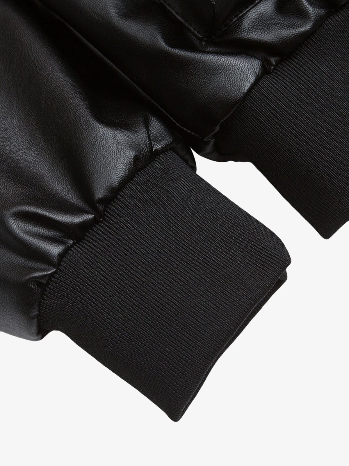 Deconstructed Multi Pocket Fur Hooded PU Leather Jacket