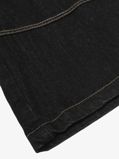 Contrast Stitched Patch Pocket Denim Jorts