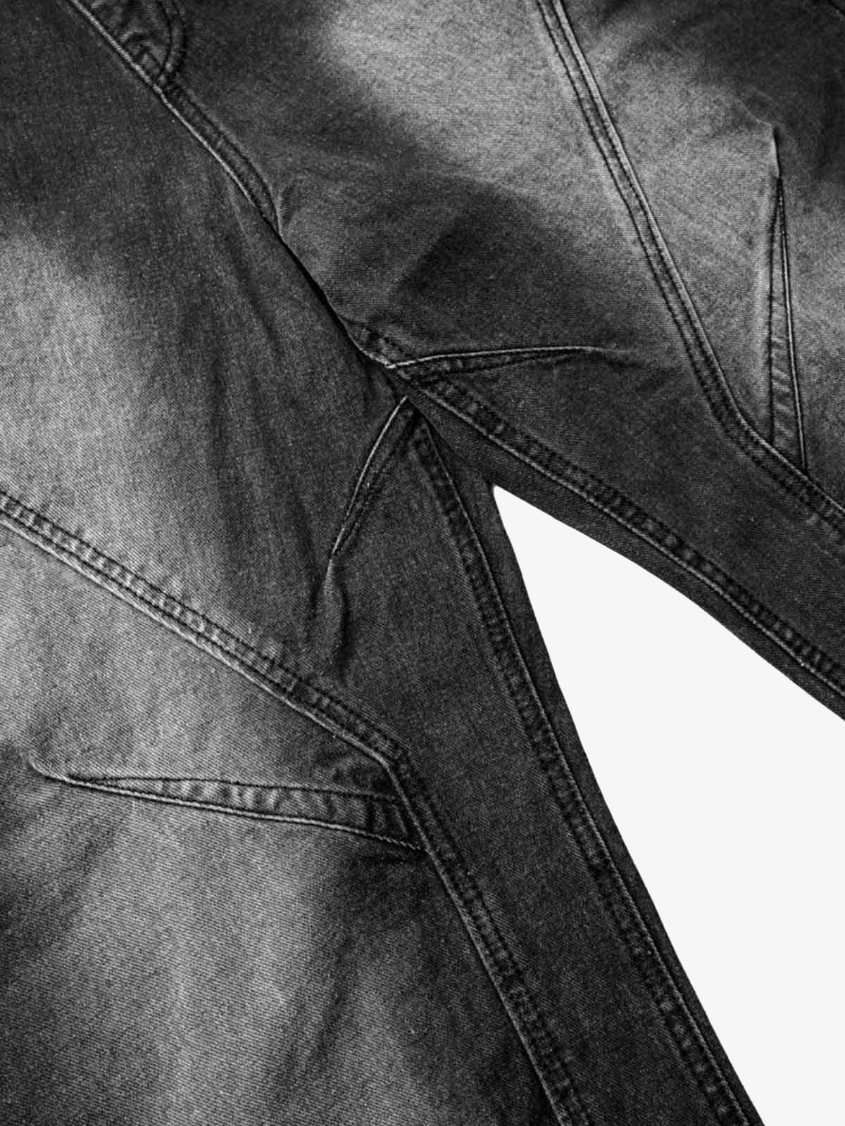 Washed Distressed Deconstructed Split Drawstring Jeans