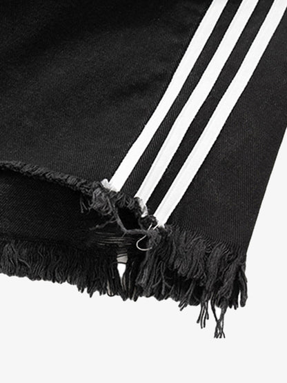 Retro Whisker Raw Edge Denim Shorts