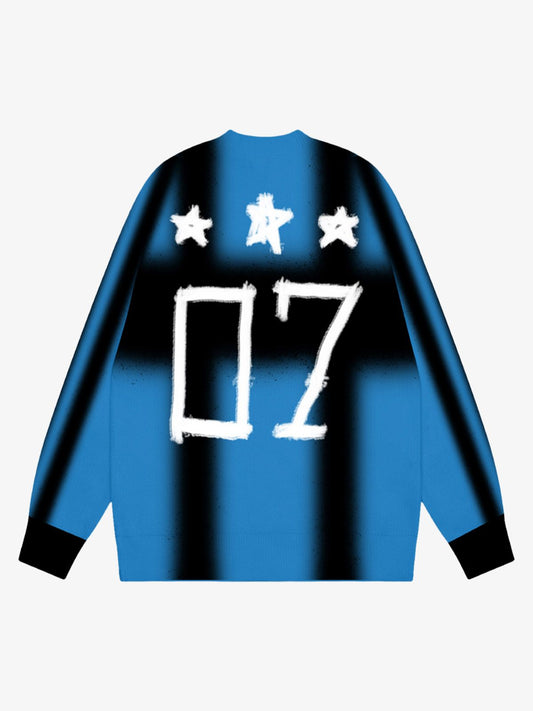 Thesupermade Color Contrast Print Long Sleeve Jersey T-shirt - 2307