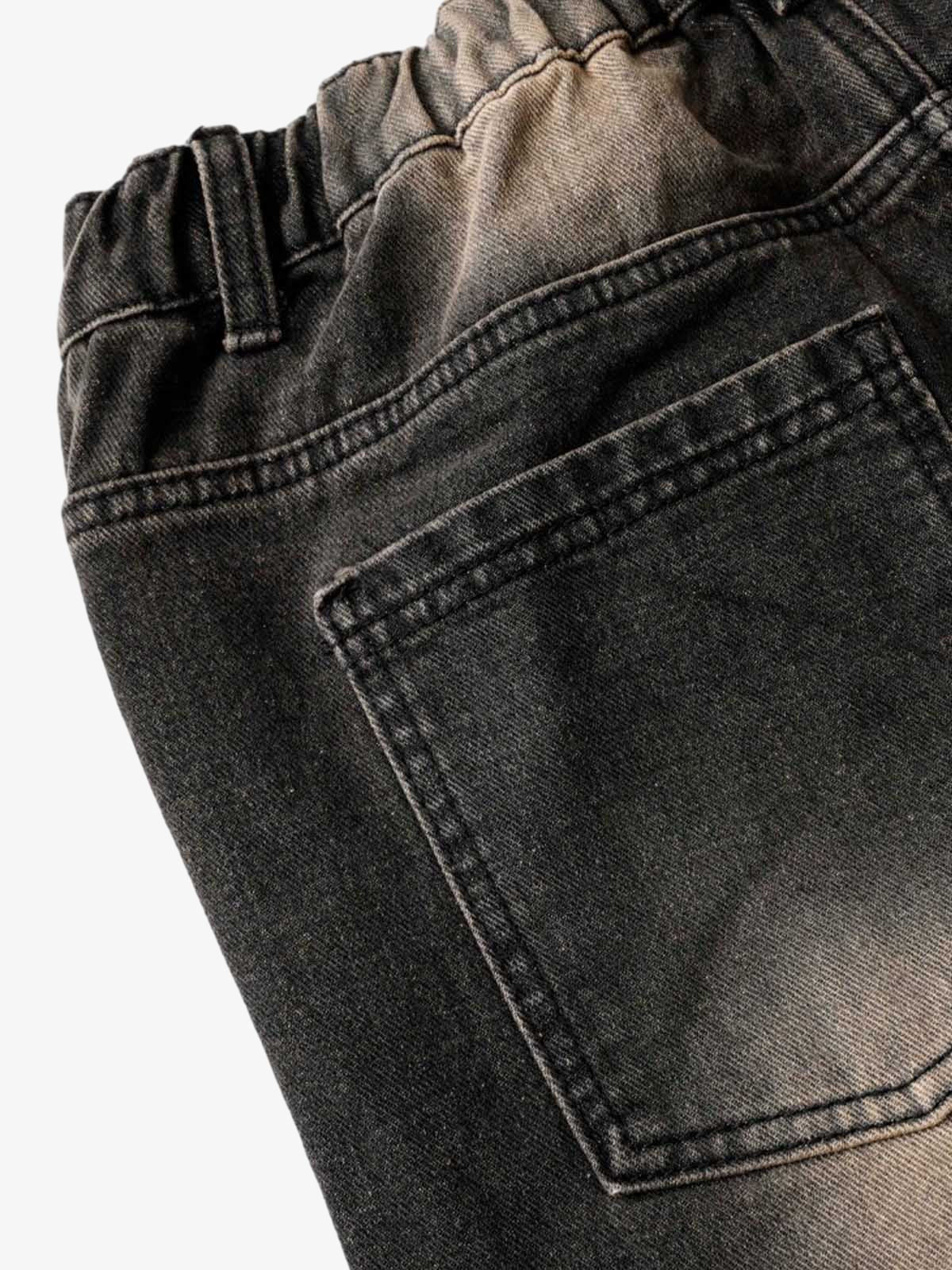 Washed Distressed Raw Edge Denim Jorts