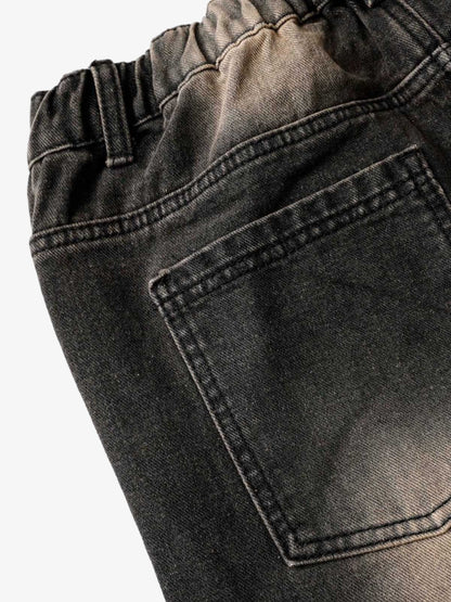 Washed Distressed Raw Edge Denim Jorts