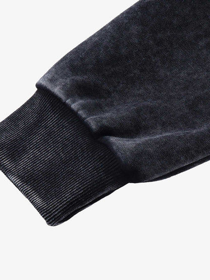 Thesupermade Washed Flame Printed Hooded Fleece Sweatshirt