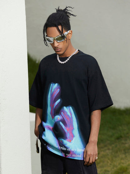 Thesupermade Vintage Palm Touch Printed T-shirt