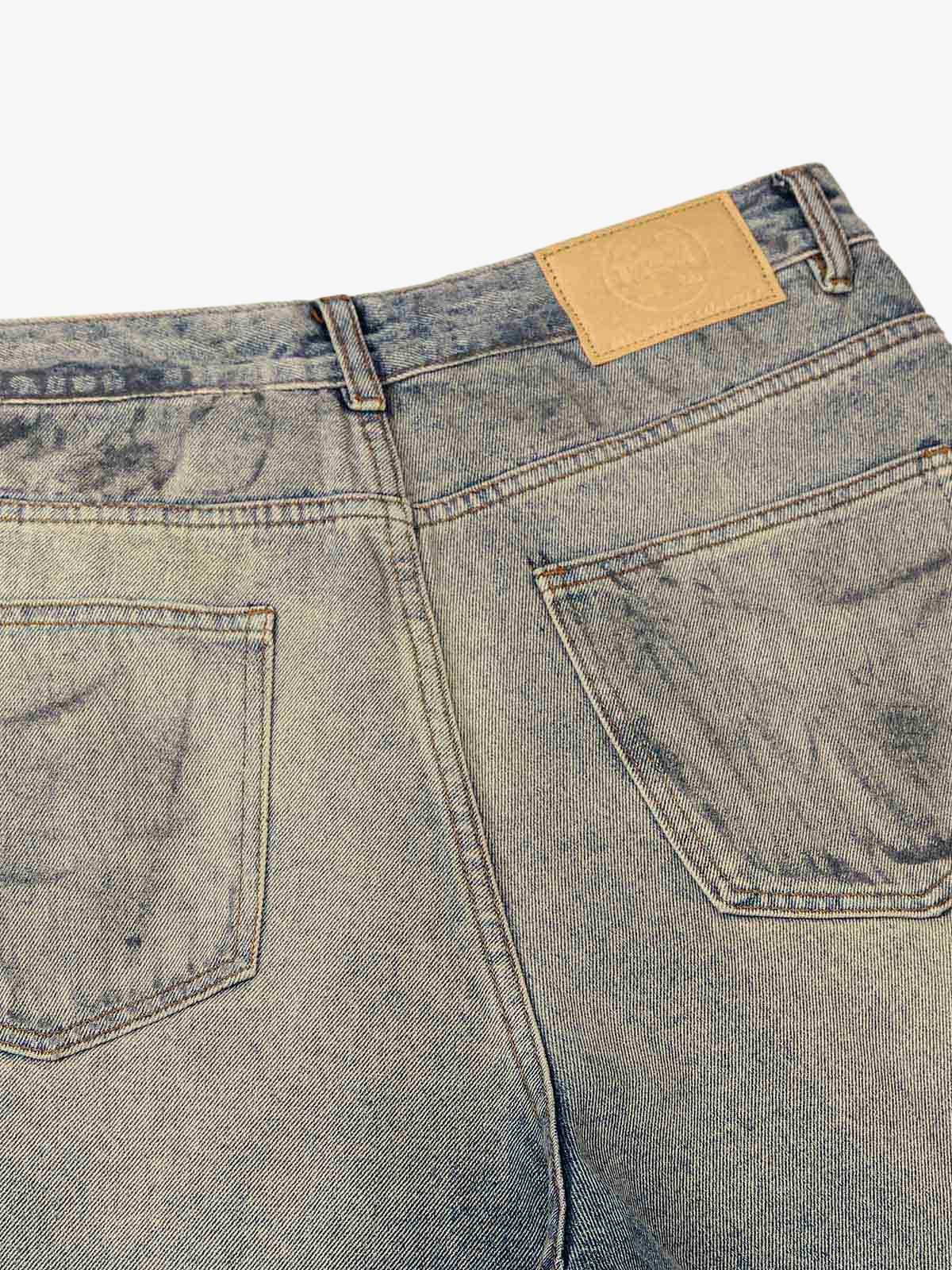 Thesupermade Distressed Washed Ink Splashed Straight Jeans