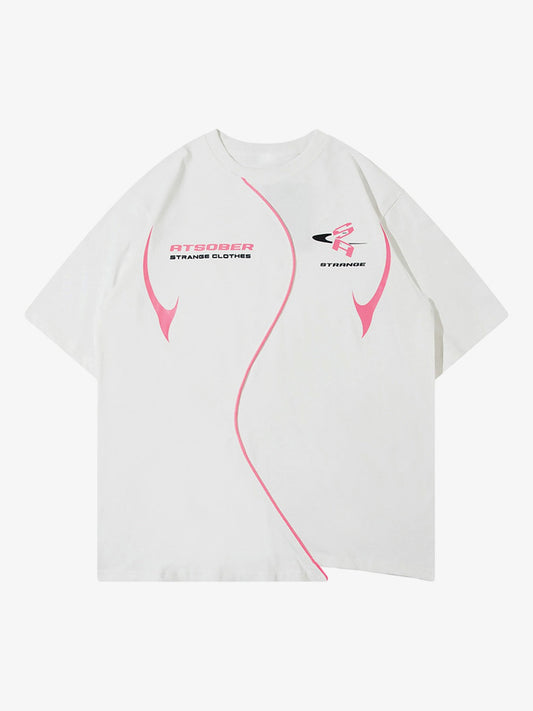 Thesupermade High Street Motorcycle Print Asymmetric T-shirt
