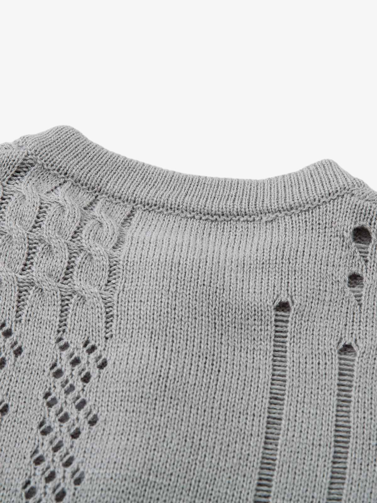 Openwork Knit Short-Sleeve Sweater