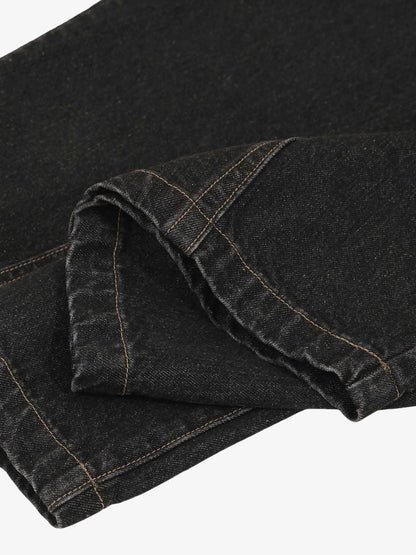 Patchwork Plaid Pleated Baggy Barrel Jeans - 2334