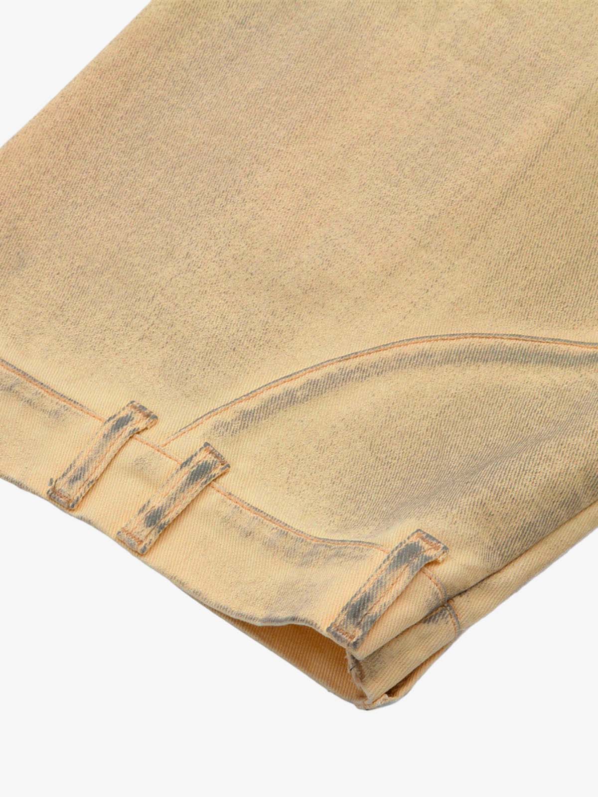 Washed Distressed Detachable Scarf Barrel Jeans