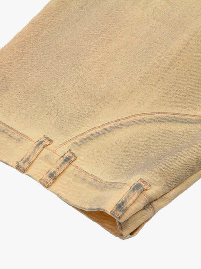 Washed Distressed Detachable Scarf Barrel Jeans