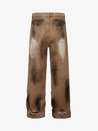 Street Ripped Dirty Dye Jeans