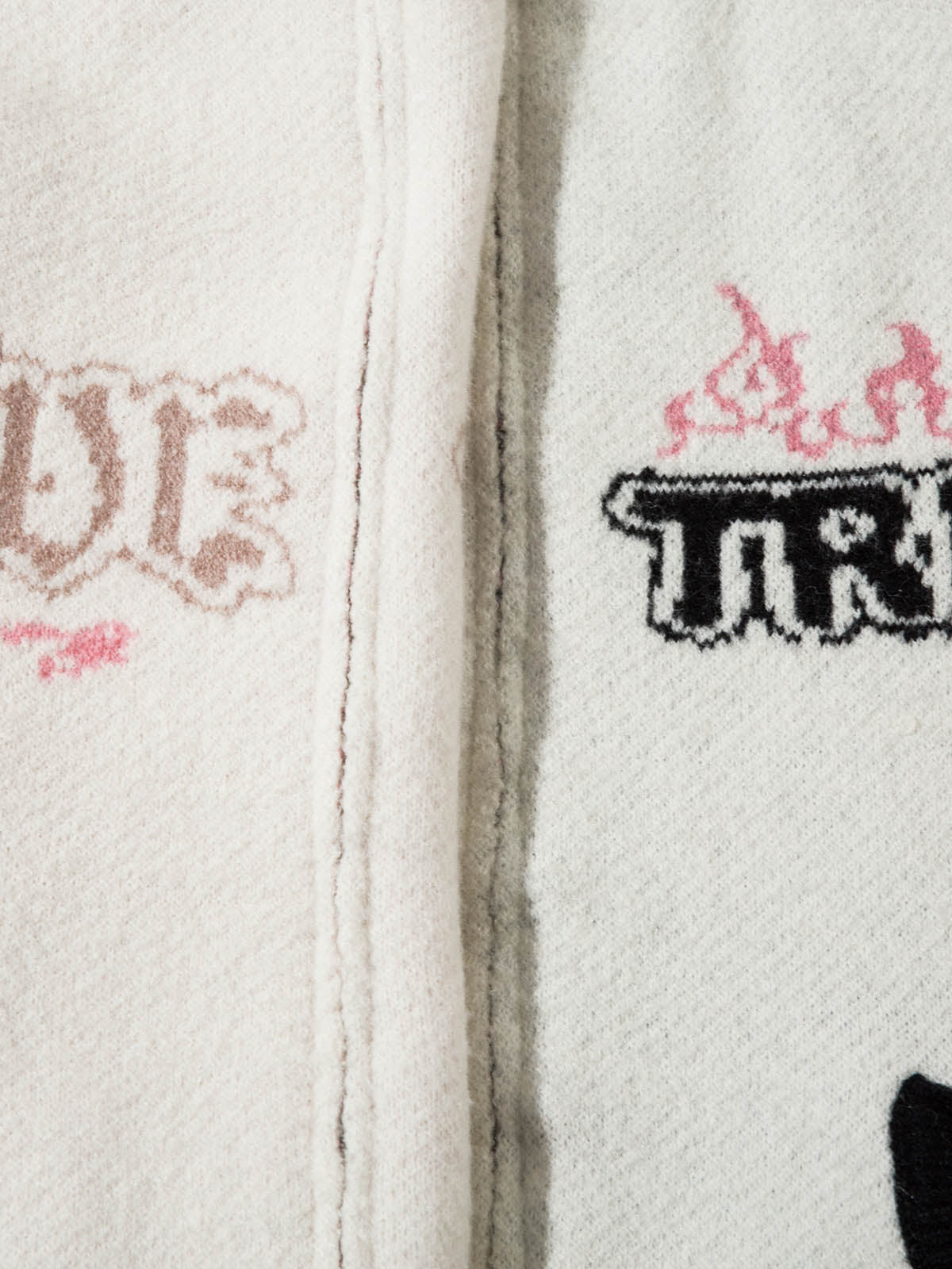 Thesupermade Contrast Color Jacquard Mock Neck Zipper Sweater