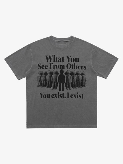 Street Retro Portrait Letter Print T-Shirt