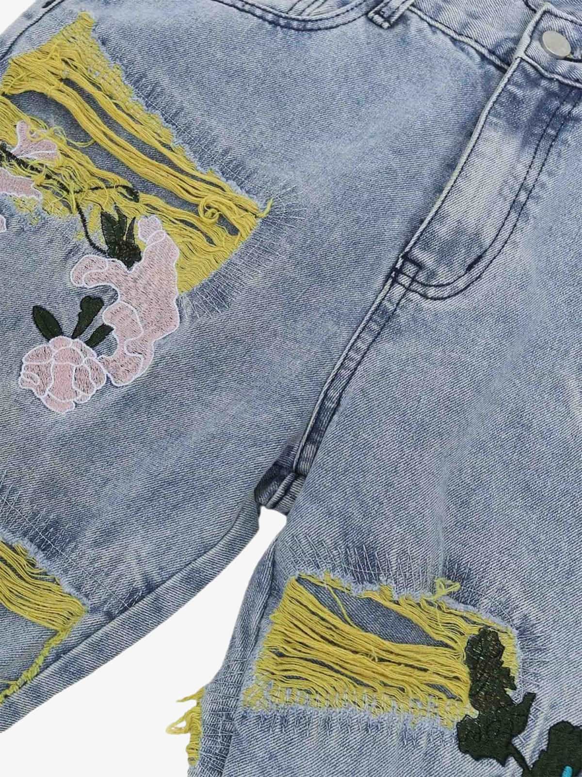 Thesupermade Plum Embroidery Jeans - 1618