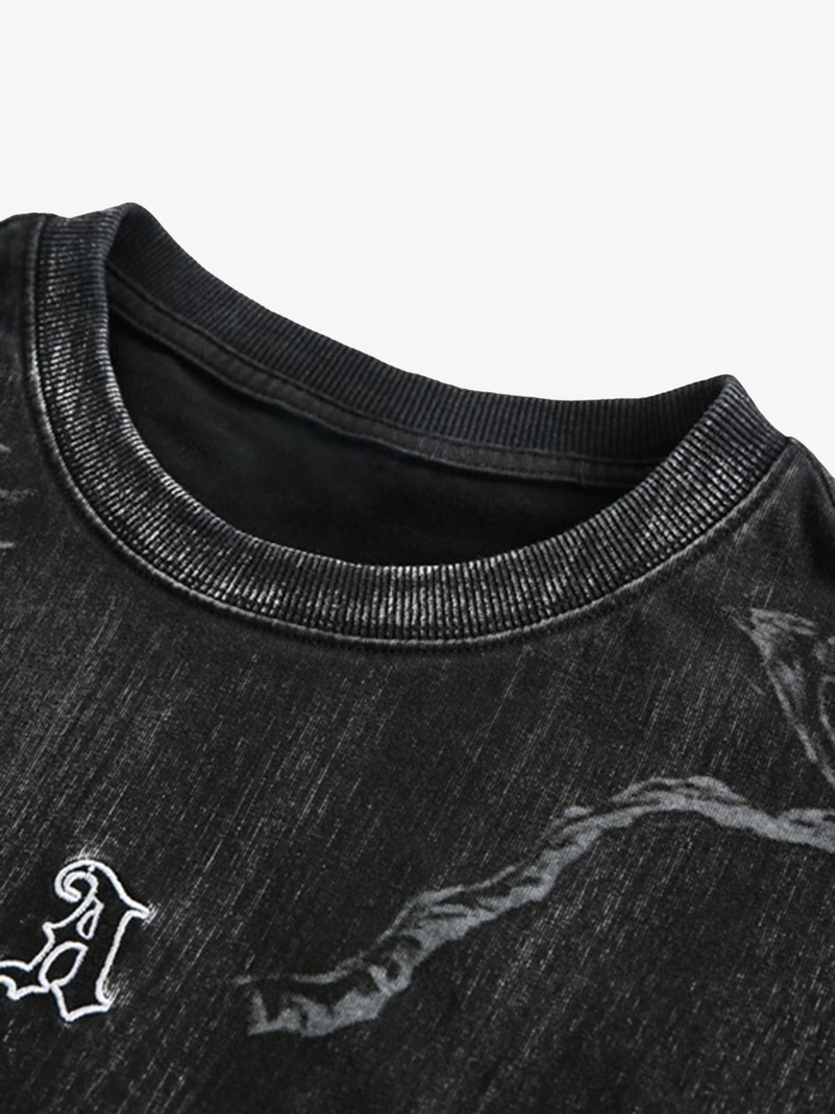 Distressed Embroidered Letter T-Shirt