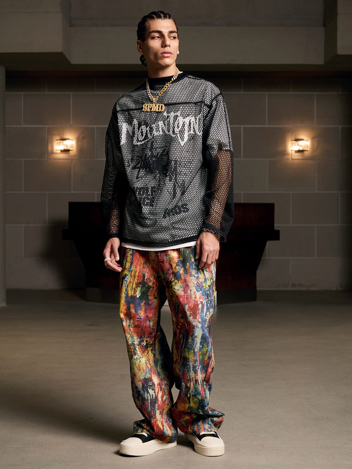 Street Oil Painting Color Straight Jeans - 2348