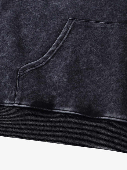 Thesupermade Washed Flame Printed Hooded Fleece Sweatshirt