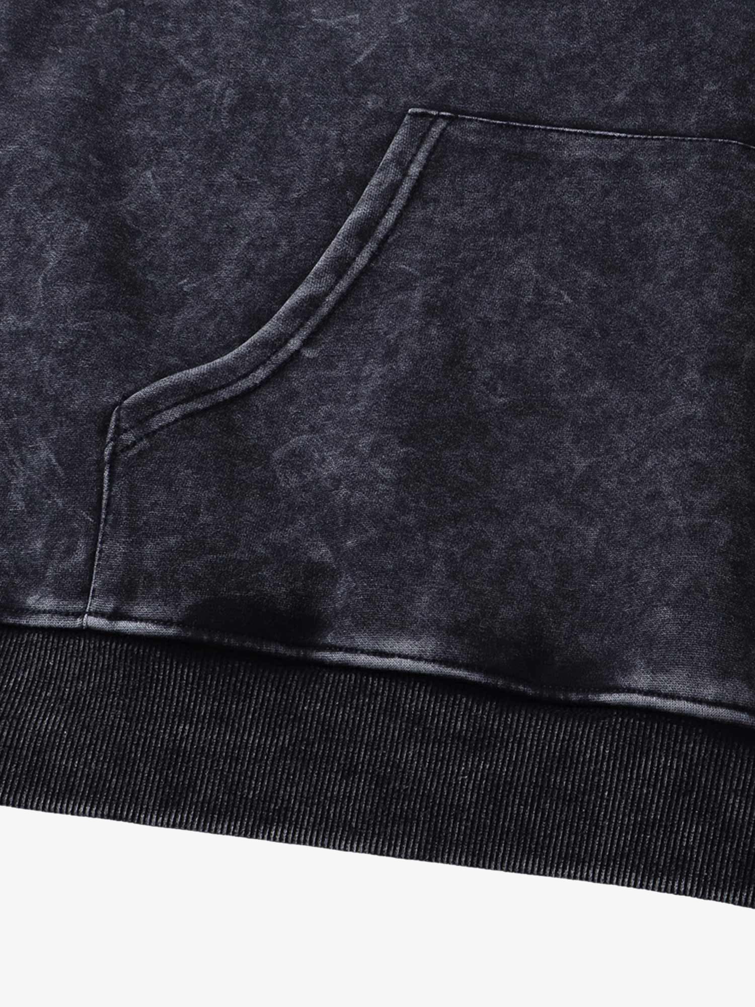 Thesupermade Washed Flame Printed Hooded Fleece Sweatshirt