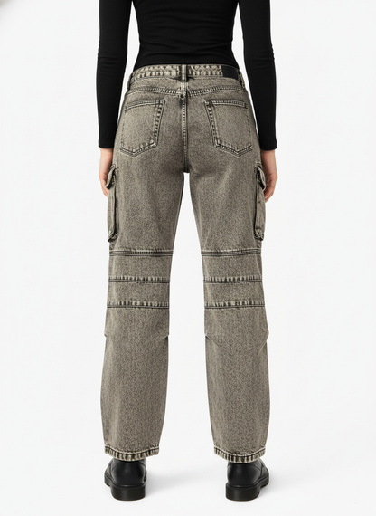 Thesupermade American Street Style Washed Distressed Work Jeans - 2354