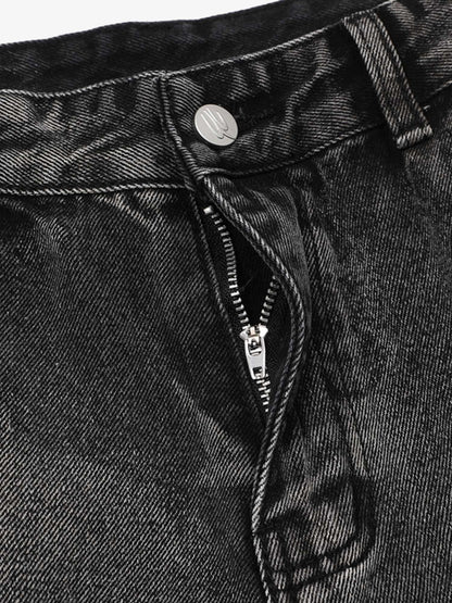 Thesupermade Raw Edge Patch Straight Jeans