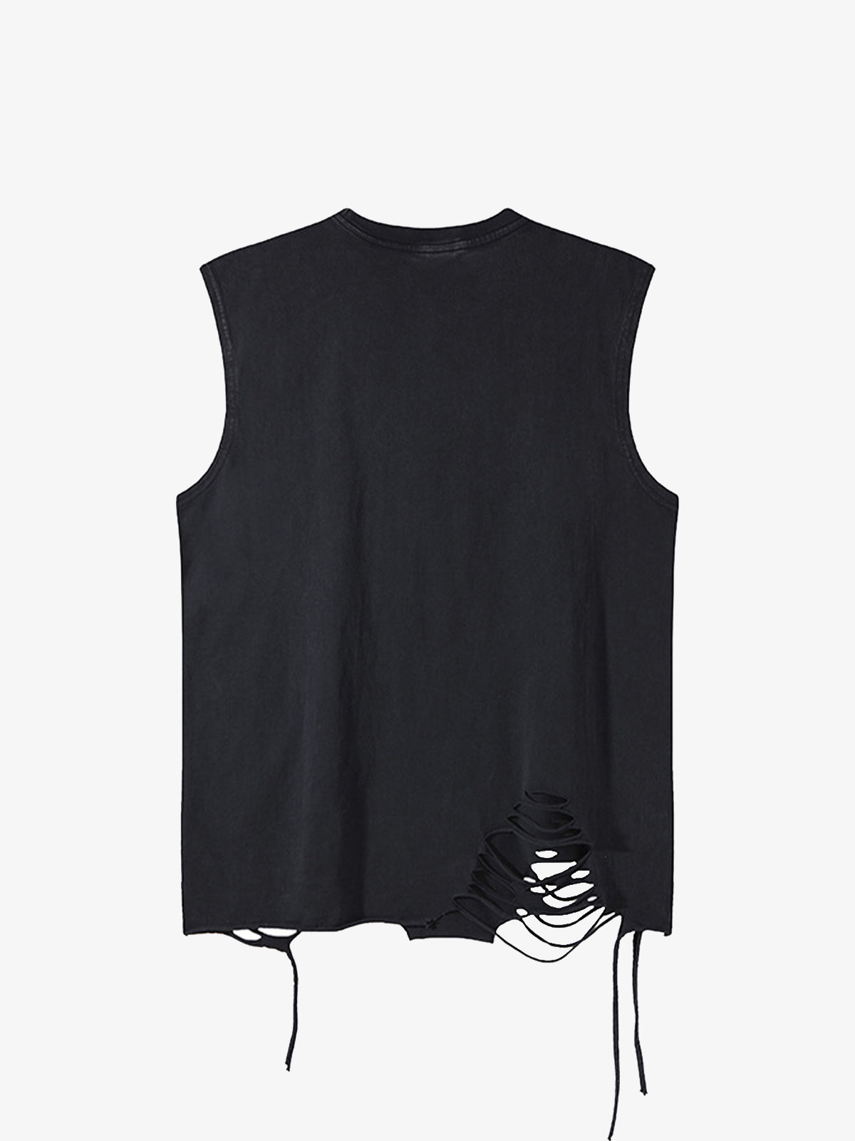Asymmetric Distressed Graffiti Chain Vest