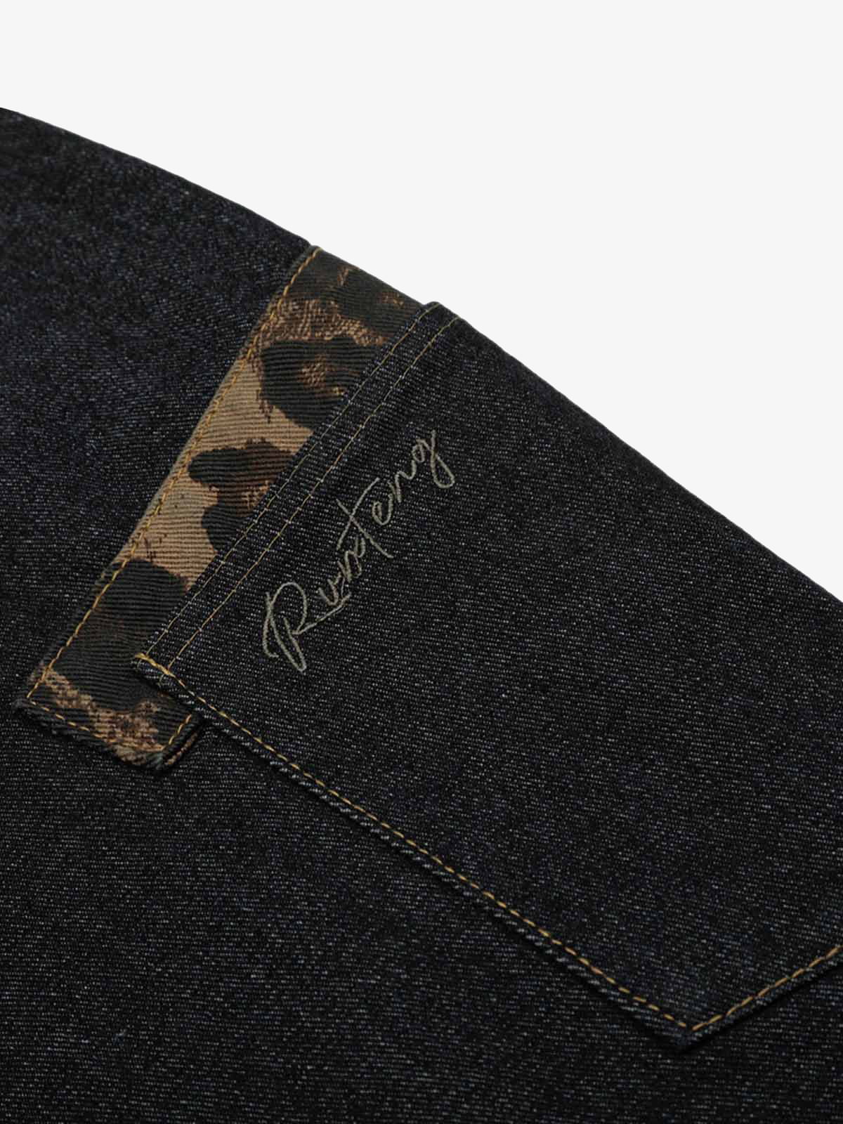 Washed Cheetah Print Patchwork Denim Jorts