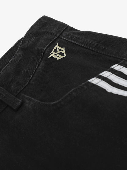 Striped Stitching Barrel Jeans - 2423