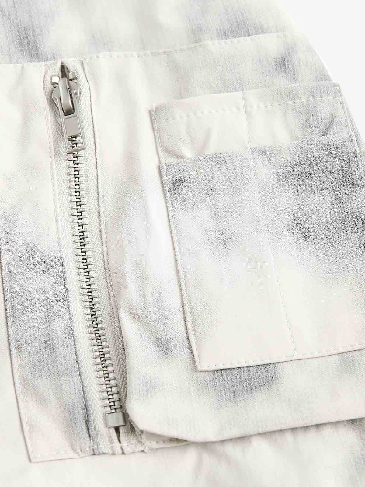 Patchwork Faux Two-Piece Gradient Hooded Bomber Jacket