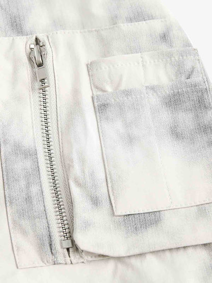 Patchwork Faux Two-Piece Gradient Hooded Bomber Jacket