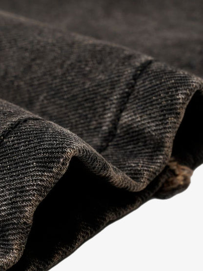 Washed Distressed Raw Edge Denim Jorts