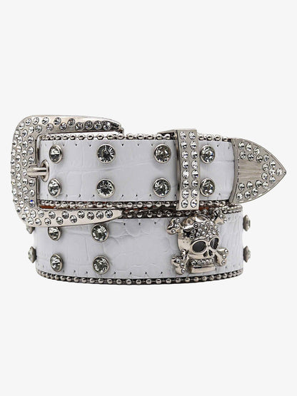 Thesupermade Rhinestone Skull Belt - 1668