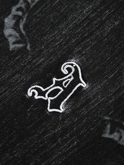 Distressed Embroidered Letter T-Shirt
