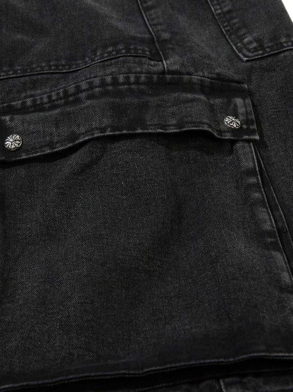 Grommet Design Multi-Pocket Cargo Jeans