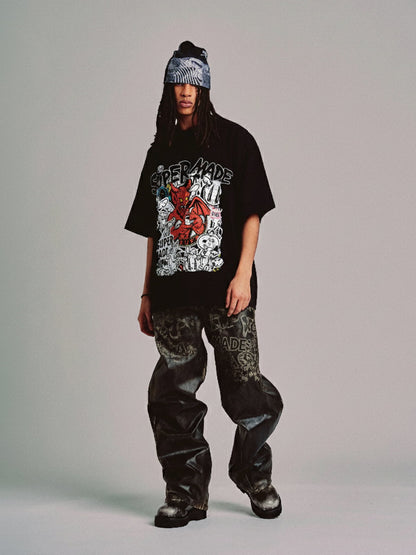 Street Devil Collage Pattern T-shirt