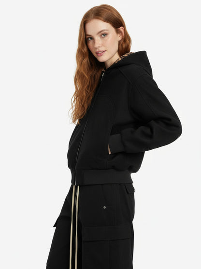 Suede Leopard-Trimmed Paneled Bomber Jacket