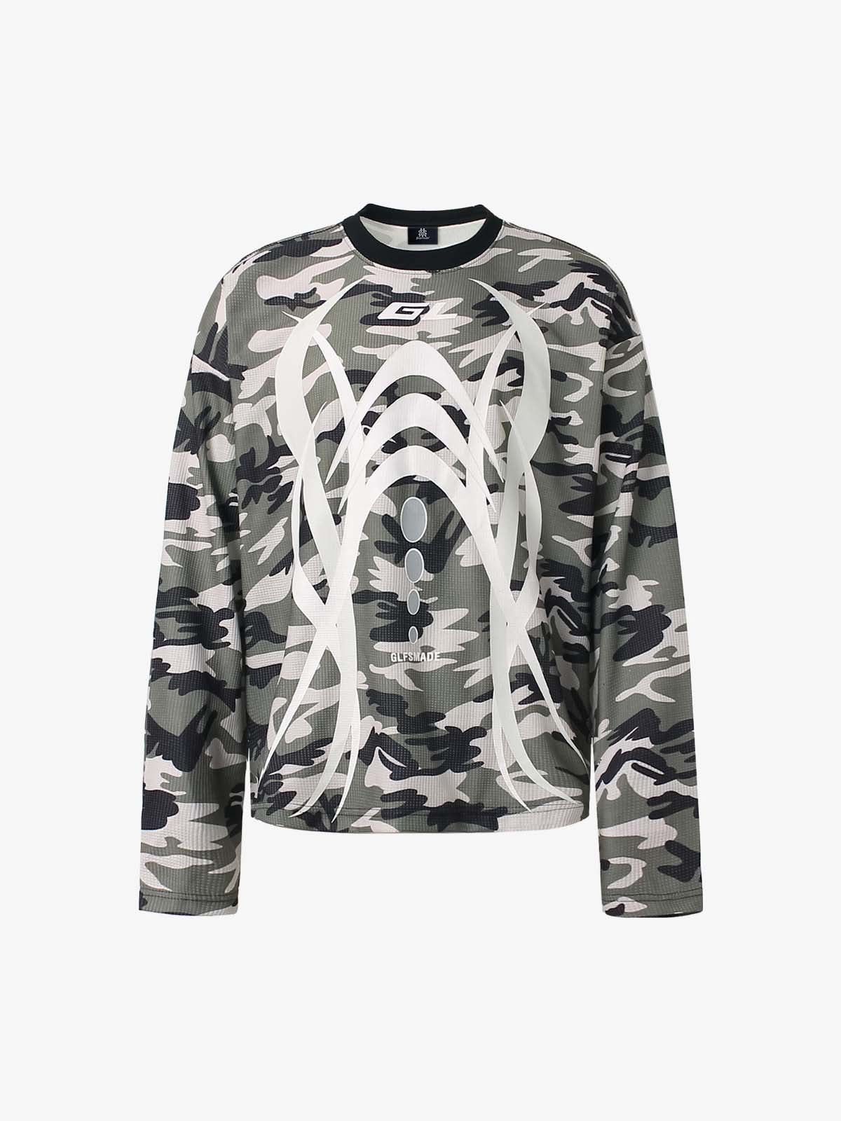 Thesupermade Camouflage Skull Print Long-sleeved T-shirt 
