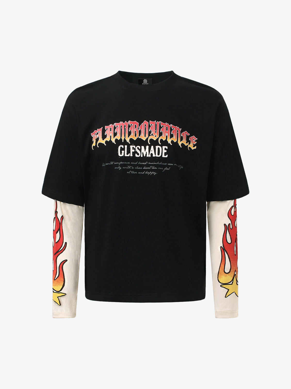 Gradient Letter Print Patchwork Faux Two-piece Long-sleeved T-shirt 