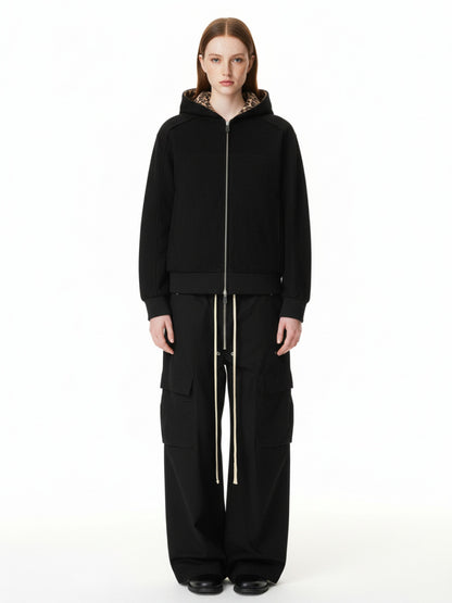 Woven Multi-Pocket Baggy Flared Pants - 2321