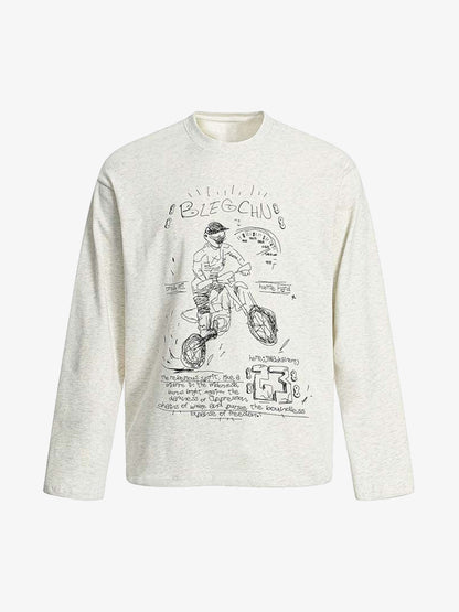 Hand-painted Cartoon Characters Printed Long-sleeved T-shirt 