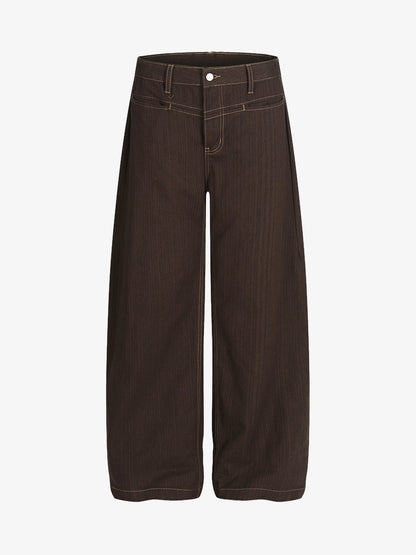 Vintage Contrast Thread Barrel Pants 