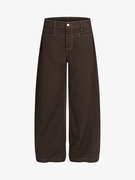 Vintage Contrast Thread Barrel Pants 