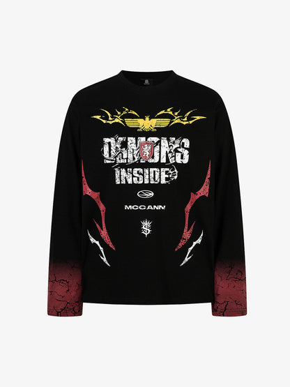 Street Motorcycle Style Printed Long-sleeved T-shirt 